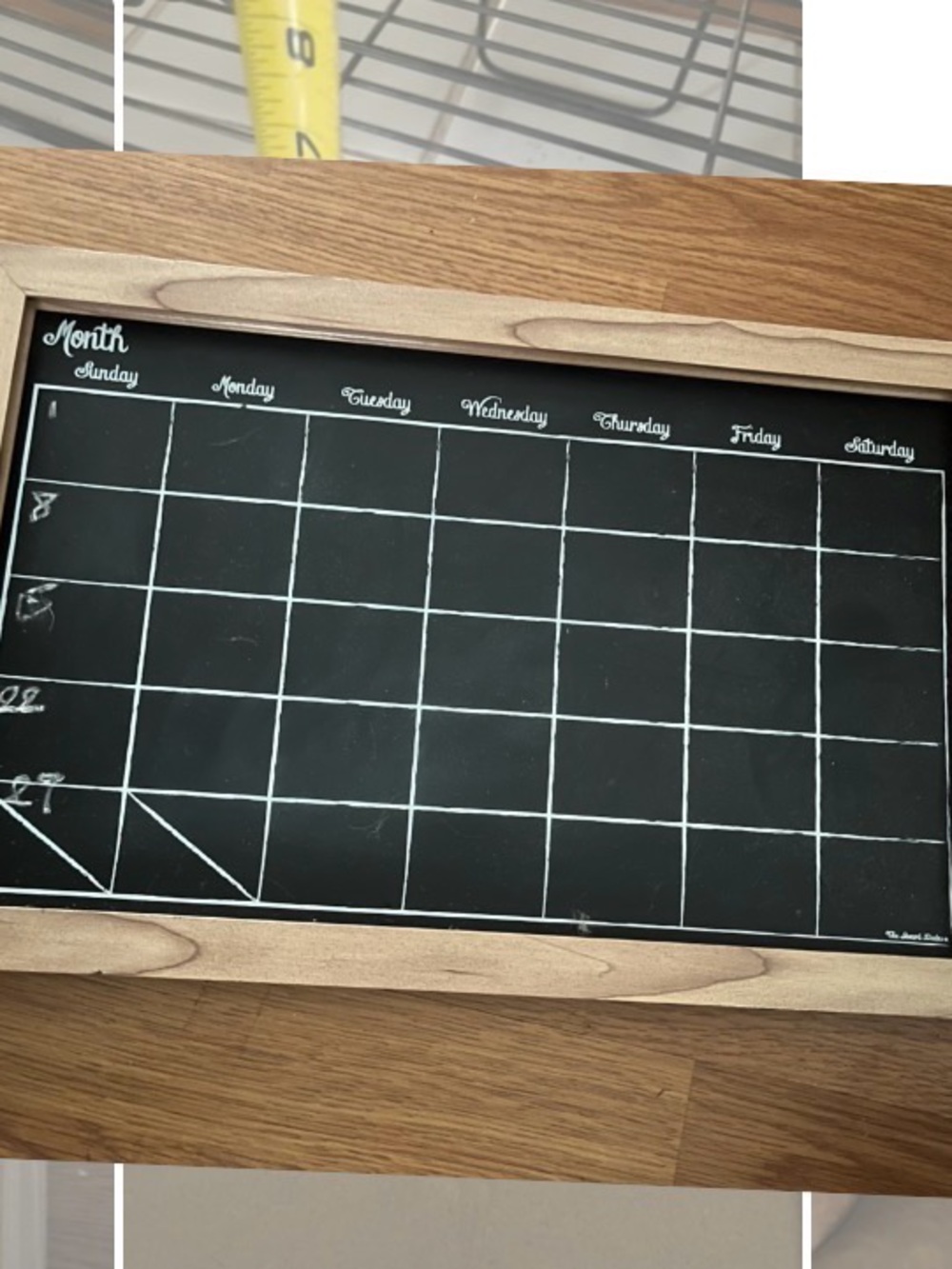 Wood-Framed Chalkboard Monthly Calendar